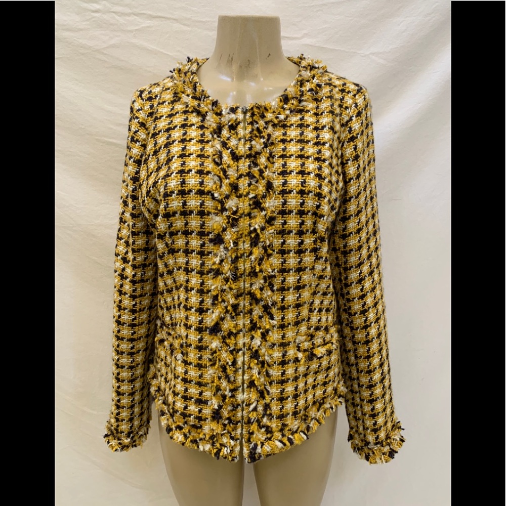 Lands' End Size 12 Multicolored Tweed/Boucle Jacket Blazer